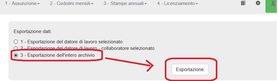 copie archivio webcolf back up esportazione intero archivio